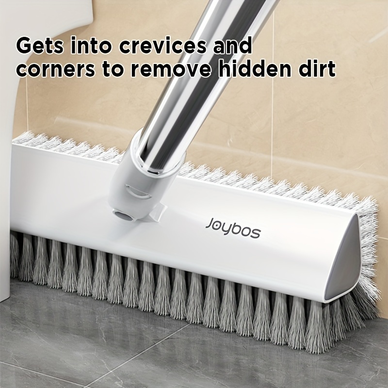  52 4 heavy duty double sided floor scrub brush with v shaped   head stiff bristles for deep cleaning corners   patio bathroom kitchen tile   ergonomic handle for   2