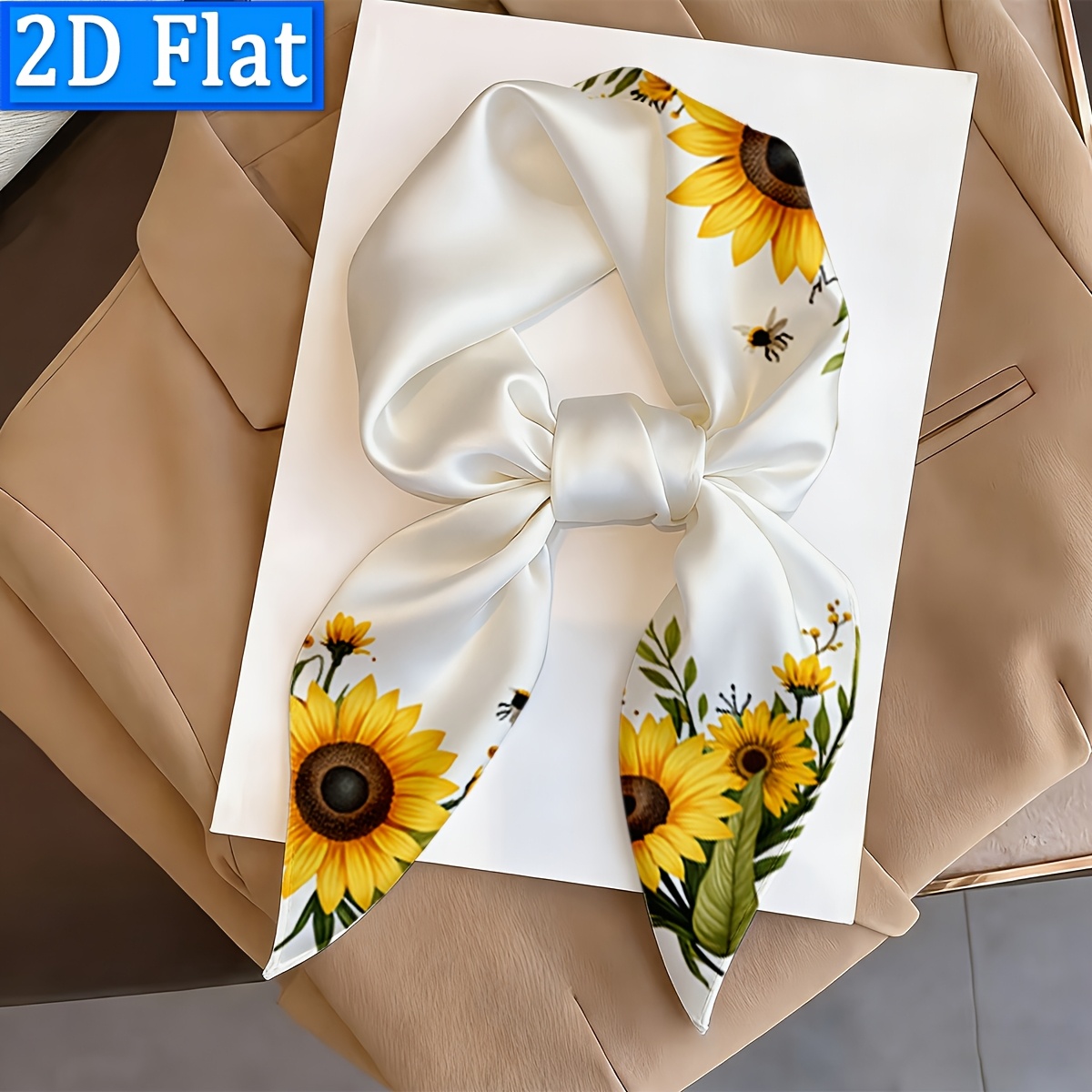 TEMU 2d Flat, 1pc, Women's Scarf, Sunflower Lace Decoration Pattern, Themed Square Scarf, Used As Easter Decoration, Valentine's Day Gift, Suitable