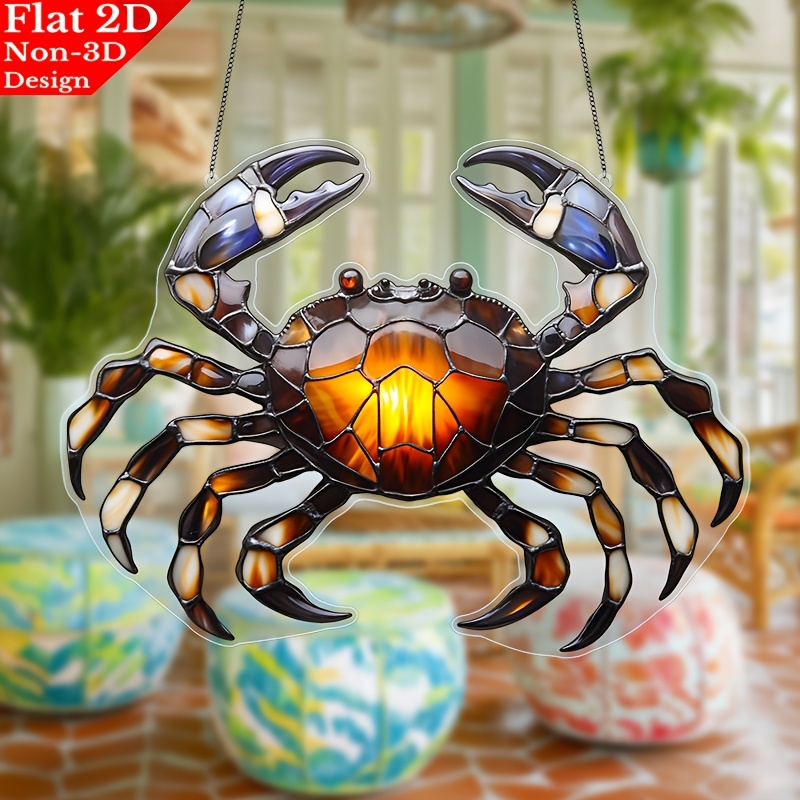 

1pc, 2d Flat Acrylic, Sun Crab Suncatchers, Garden Suncatchers (11.8" X 8.9"), Hanging Decoration, Brightening Up Your Kitchen, Dining Room, , Or , A For