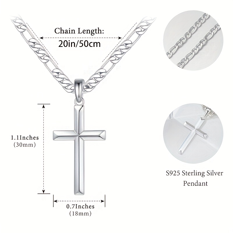 Image of 925 Silver Silvery Cross Necklace, Elegant And Trendy, Couple Matching Necklace, Anniversary , Perfect Gift For Christmas And New Year, With A Delicate Gift Box.