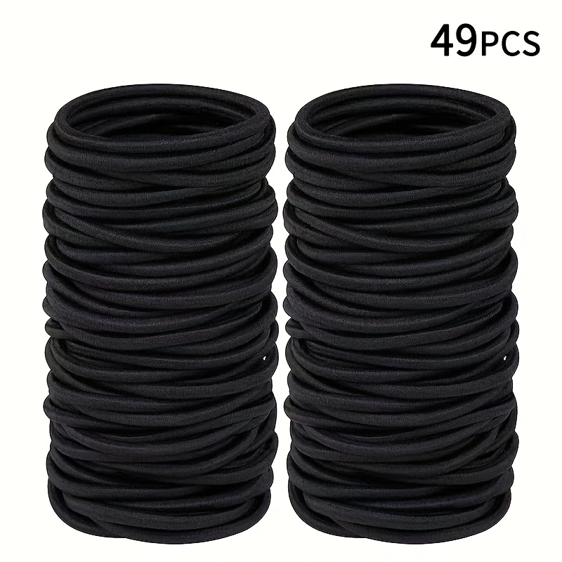TEMU 49pcs Multicolor Easy Elastic Hair Ties, Designed For Thick Hair, Non-damaging Ponytail Holders, Suitable For Women' Use