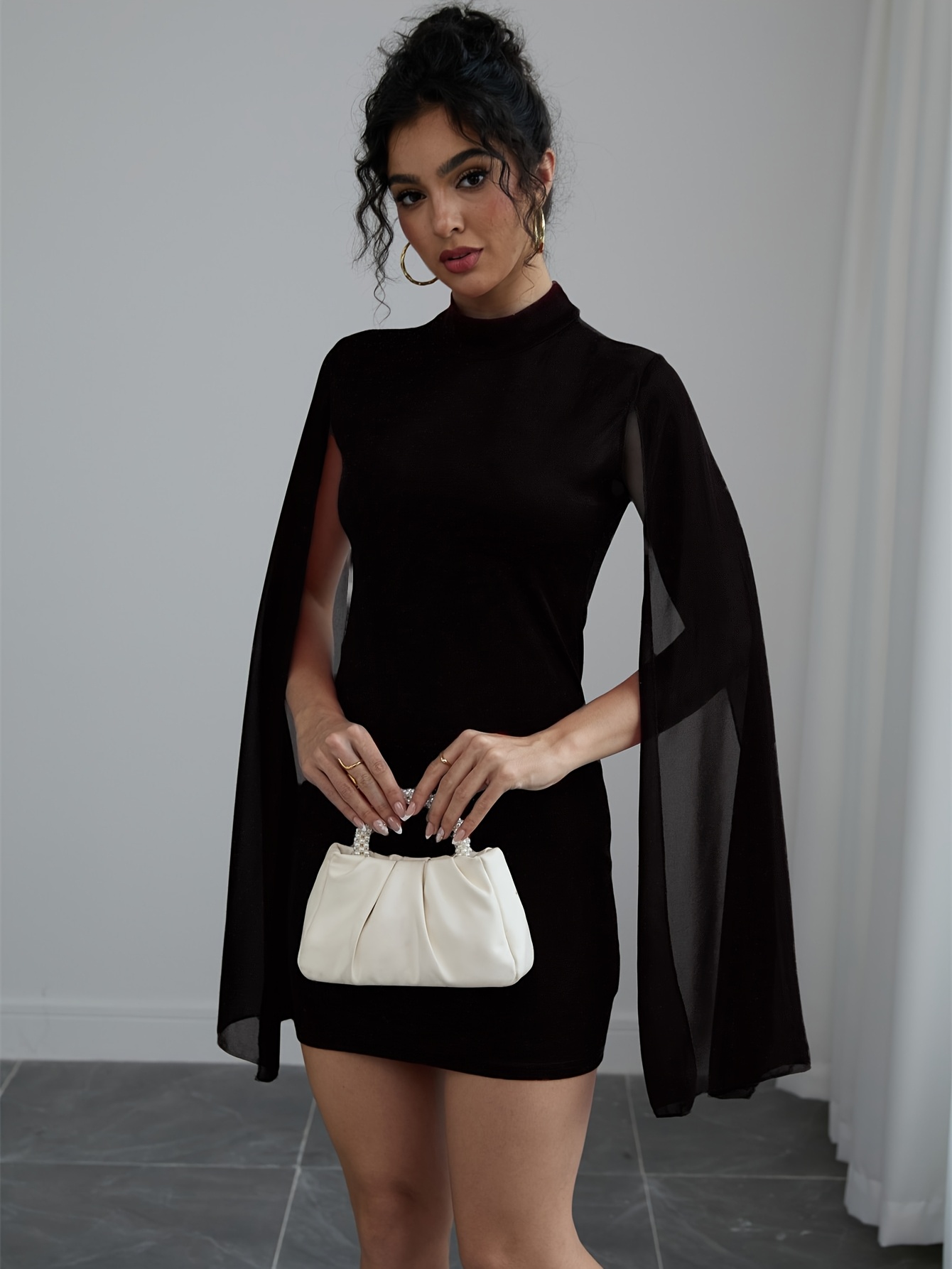 fitted lace wedding dress Long Sleeve Spandex Bodycon Mini Dresses