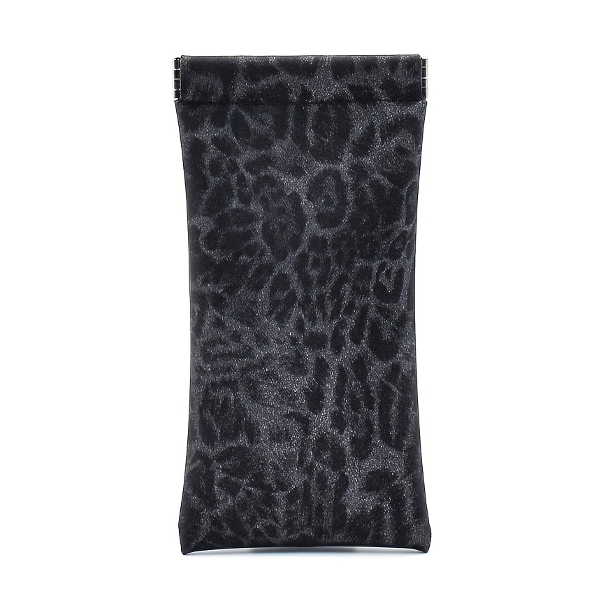 TEMU Étui à lunettes et pochette 1 pièce à fermeture automatique en PU à imprimé léopard, sac à lunettes portable polyvalent pour lunettes, rouges à