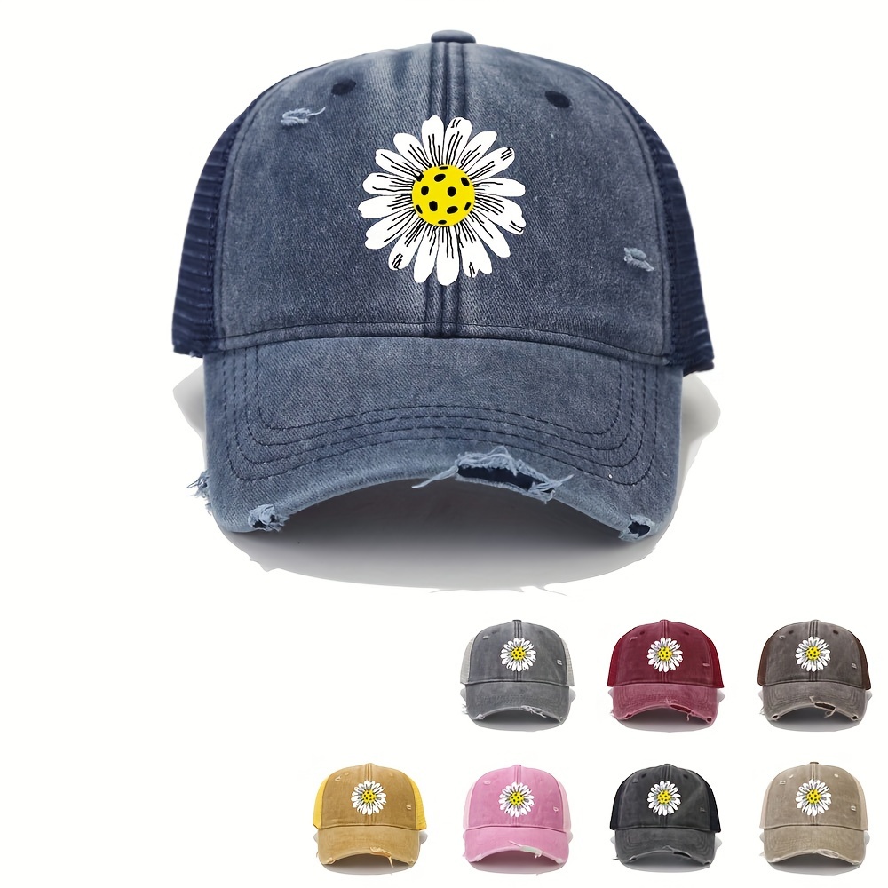 Gorra Béisbol Estampada Girasoles Estilo Vintage Borde Sin - Temu