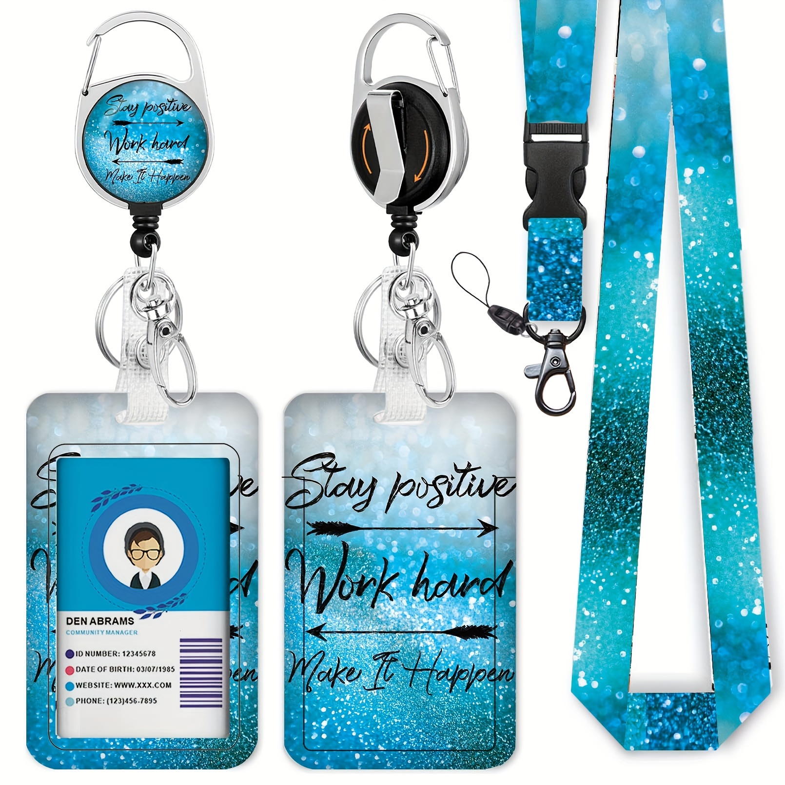  Id Badge Holder with Breakaway Lanyard, Black Cat Badge Reel  Retractable Heavy Duty and Detachable Name Tag Clips, I'm Fine Everything  is Fine Lanyards for Id Badges, Nurse Teacher Office