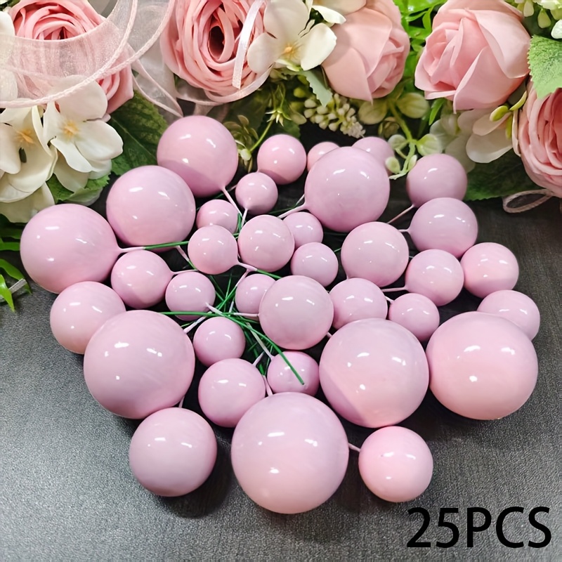 TEMU 25pcs Cake Decoration Balls, White And Green Topper Balls, For Christmas Party Wedding Cake Decorations, Suitable For Christmas, New Year,