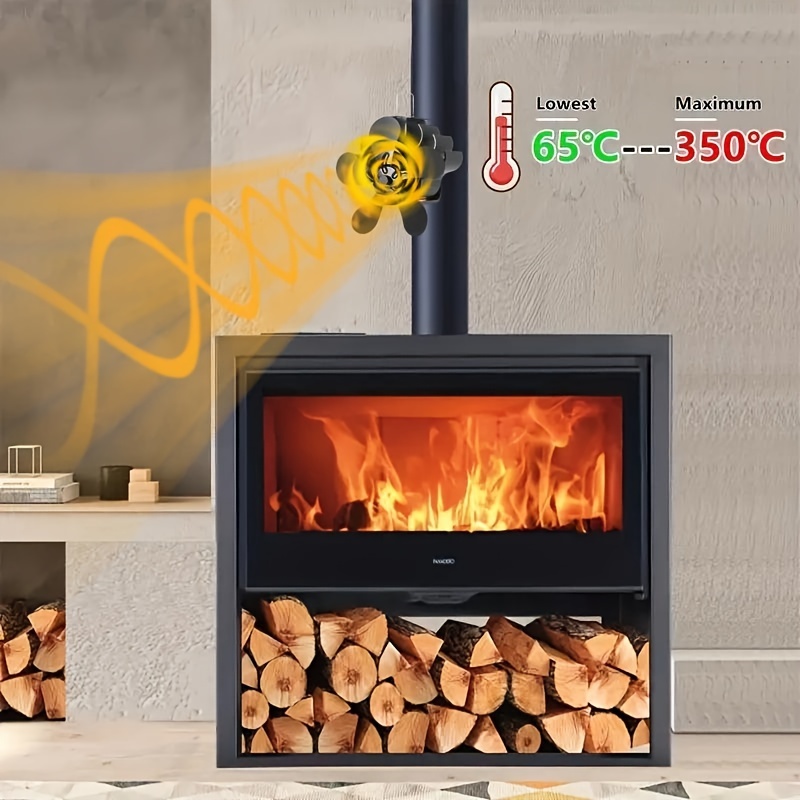 magnetic 5 blade wood stove fan heat powered silent chimney pipe fan for   firewood gas heating   thanksgiving halloween christmas gifts wood stove accessories details 4