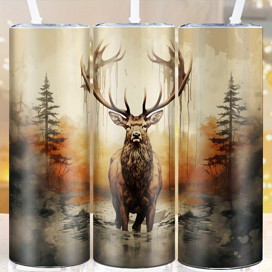 

20oz Steel Elk - Insulated, Double-walled Lid & - For , Camping, Car Use - For Halloween, Christmas,