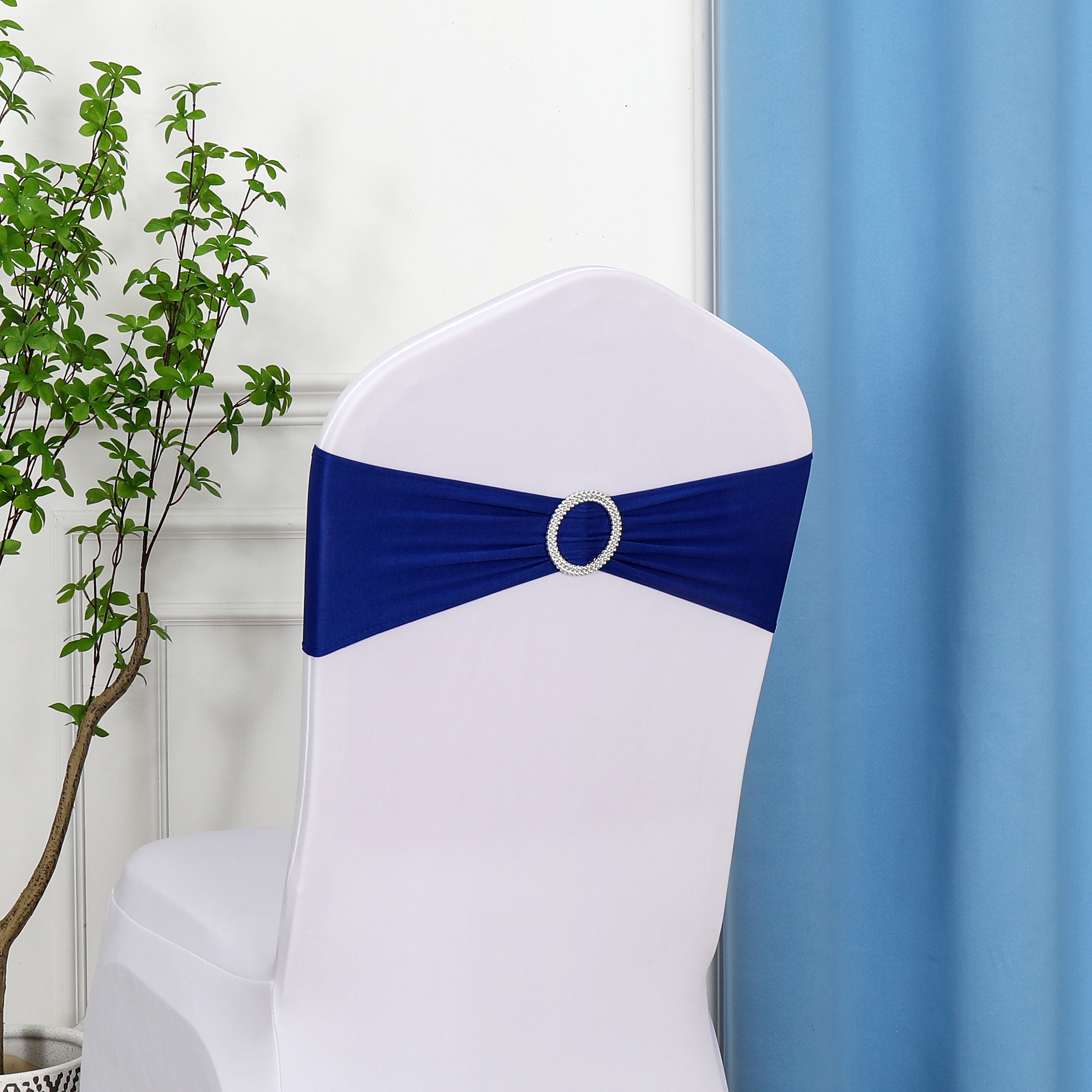 

20pcs, Elastic Bow Ribbon With Buckle Slider, Universal Elastic Chair Strap, Suitable For Wedding, Party, Ceremony, Reception And Banquet Decoration