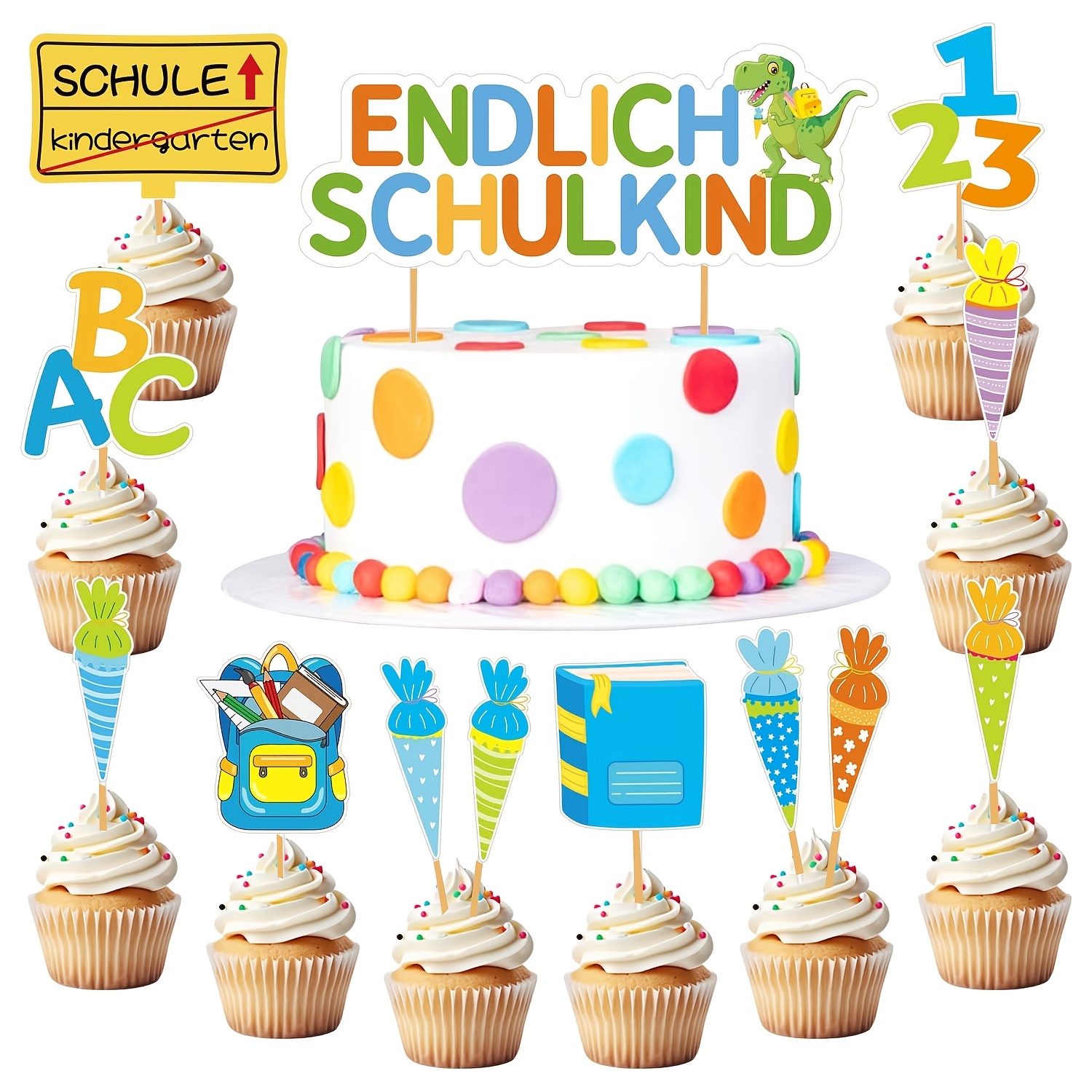 13pcs First Day Of School Back To School Cupcake Toppers Cake Decorations, Cake Decoration For School Baby Shower First Day Of School Decoration Cake Toppers,halloween, Christmas