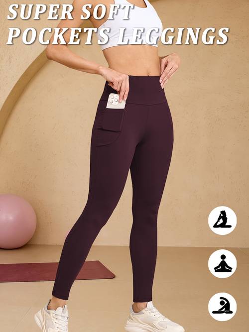 super soft leggings with pockets for women high waisted tummy control workout yoga outdoors running pants leggings