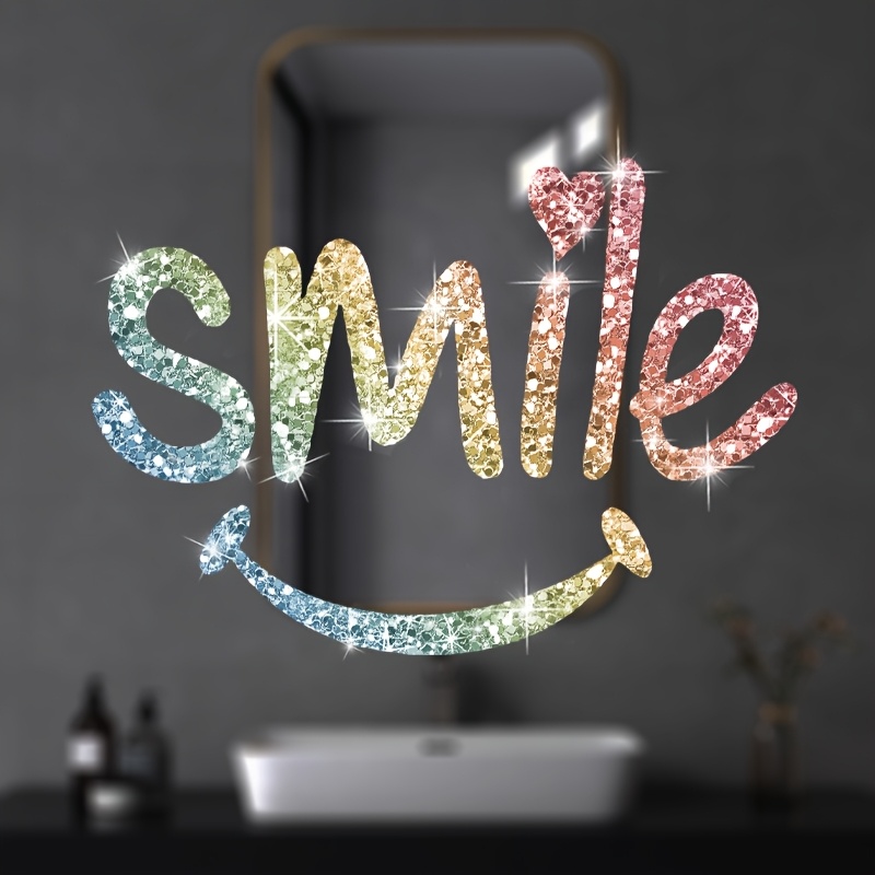 Image of Mirror Sticker, Inspirational Quote Wall Sticker, Sparkling Decal For Home Decoration And Wall Art, Easy To Apply - Waterproof