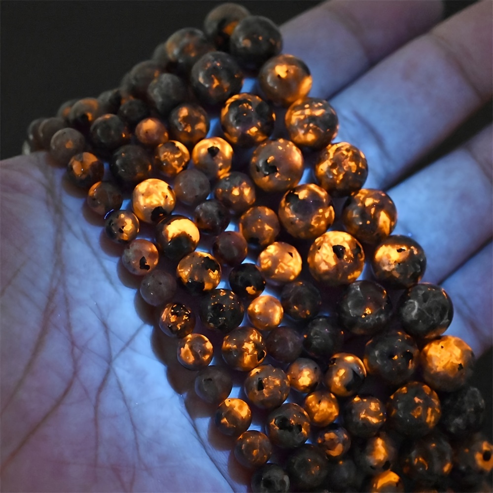 

Natural Flame Stone Beads Fire Under Purple Light Round Loose Spacer Gemstone Beads For Jewelry Making Diy Bracelet Necklace Accessories 6/8/10mm