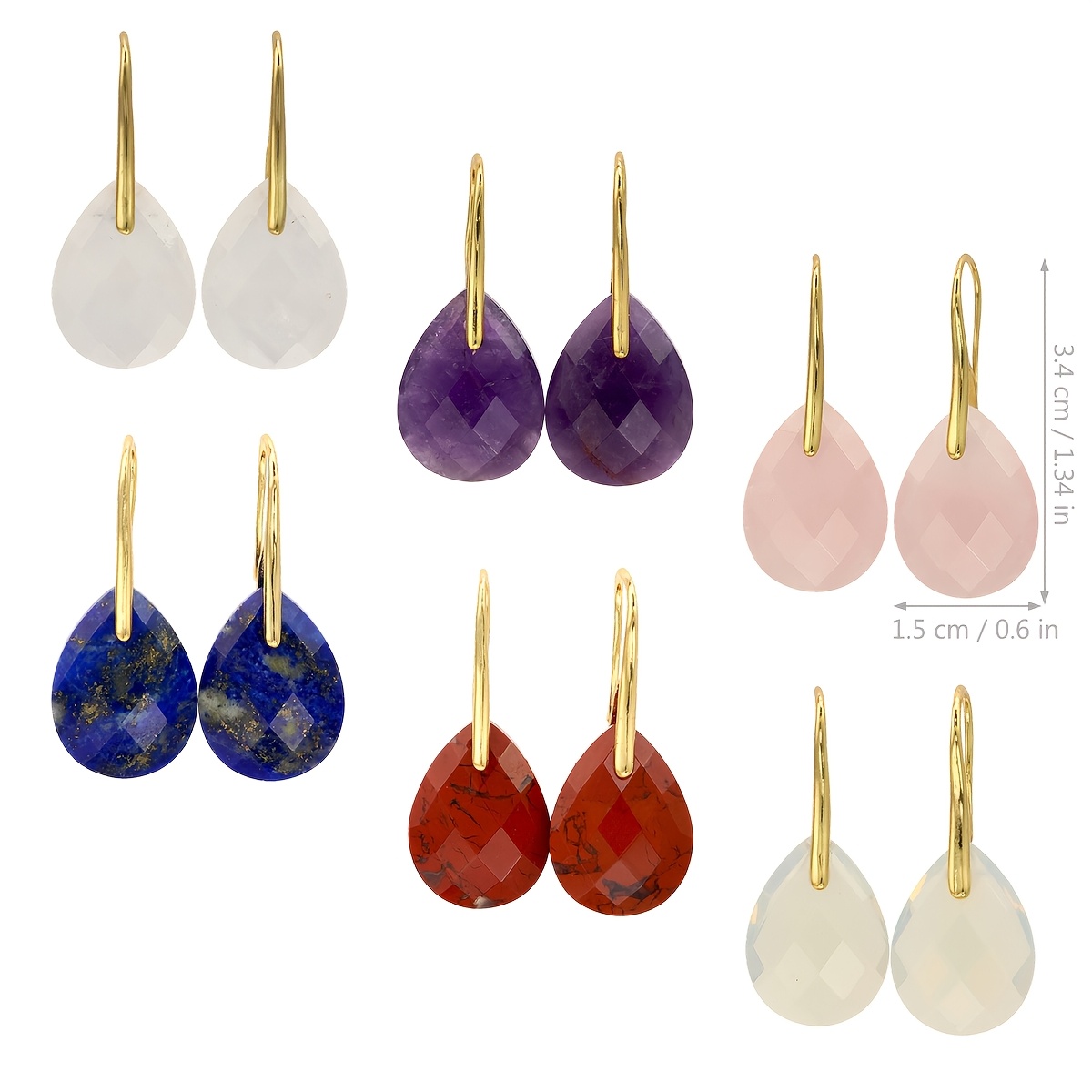 Unisex Lapis Lazuli Water Drop Pendant Earrings