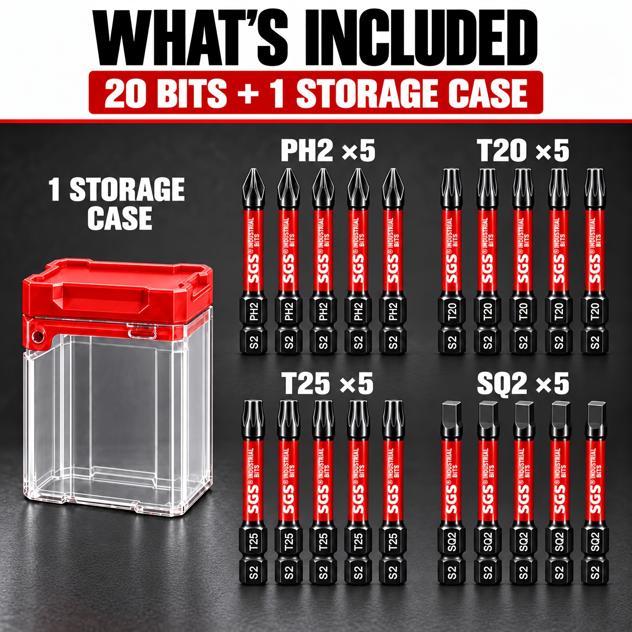 TEMU High Hardness 21pcs S2 Bit Set, Heavy-duty Storage Box/phillips/hex/square Bit Full Specifications, Anti-collapse Magnetic Anti-slip Design,