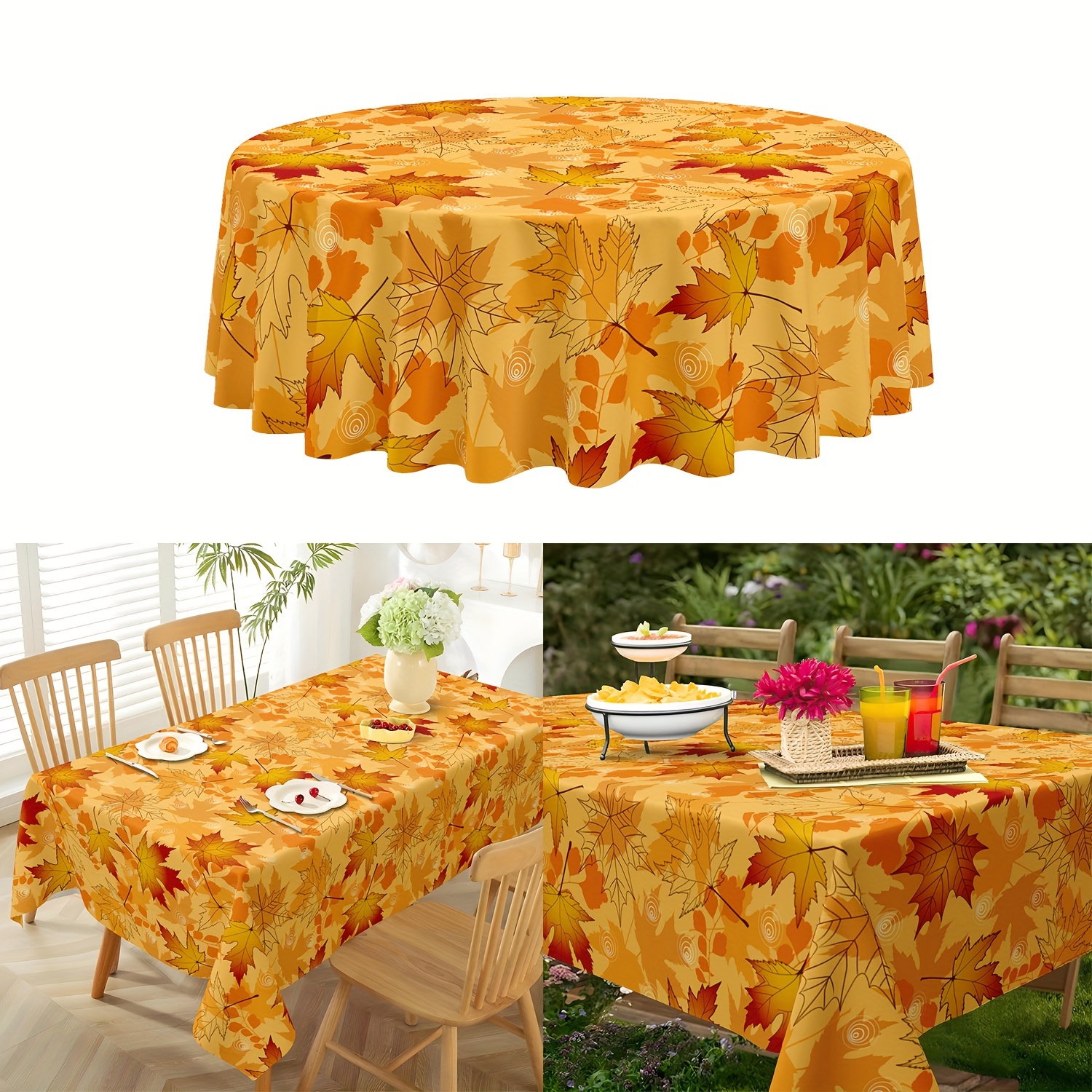 

: & - Round Tablecloth - For Fall Decor, Polyester, -, For & Dining