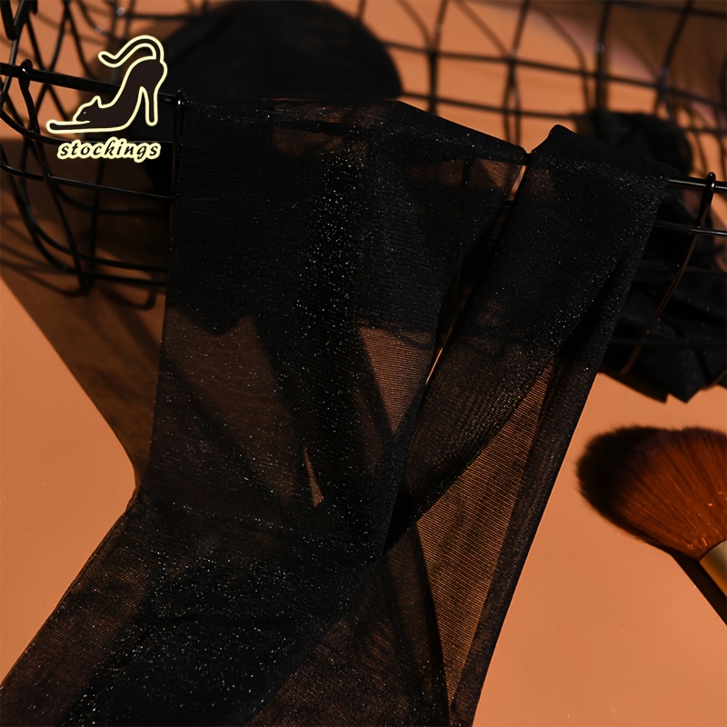 1 Pair Thin Thigh-high Socks, Ultra-thin Pearlescent Over-the-knee Socks, No-ruffle Long Socks, Women's Socks, Pearlescent