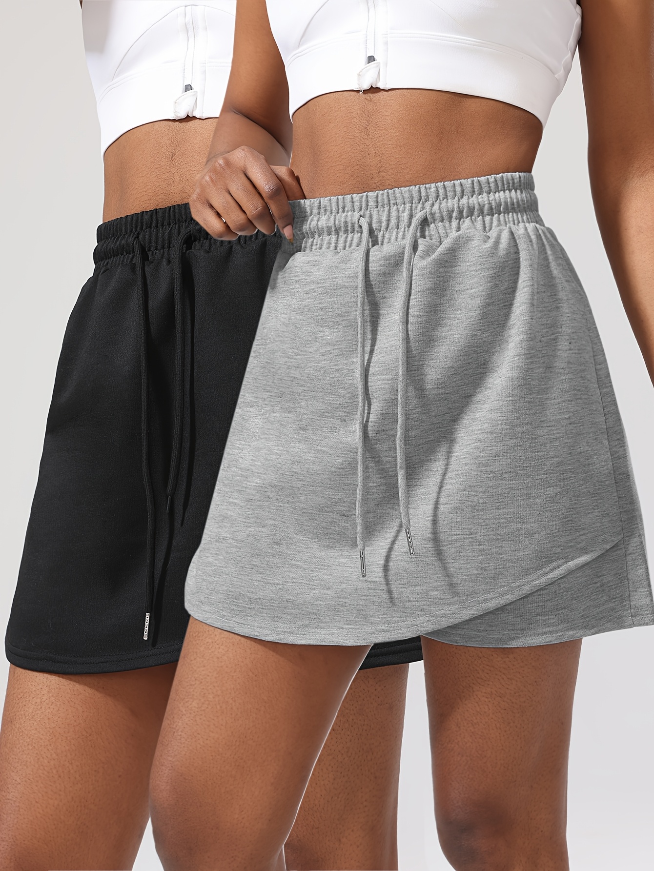 2pcs Summer Women's Skirt-Pants Combo with Elastic Waist for Casual Running  and Tennis Wear