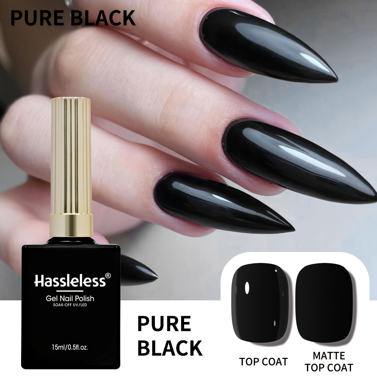0.5oz Black Gel Nail Polish | Nail Lighted Nail Art Decor
