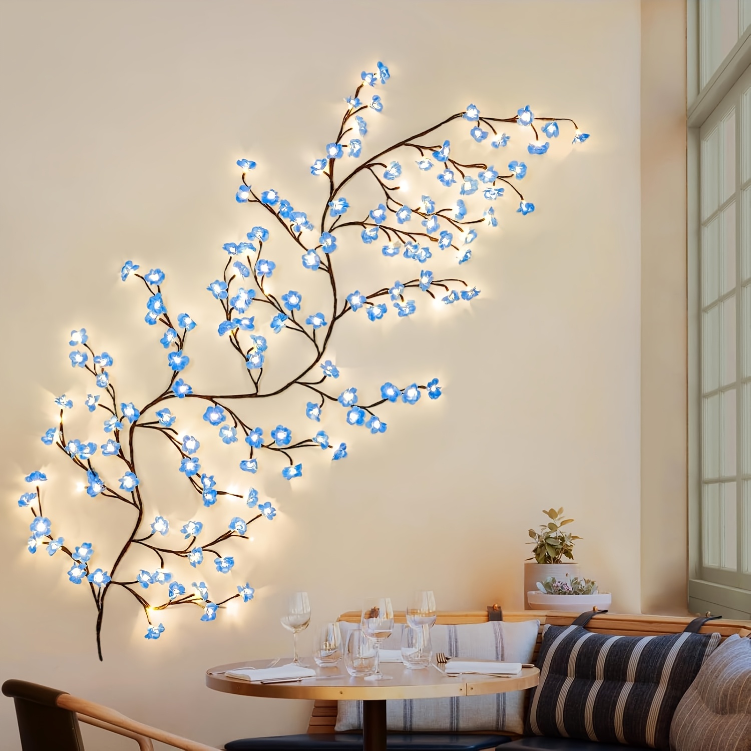 TEMU 72/96/144 Led Flexible Vine String Lights, 1. 5m/1. 8m/2. Branch Wicker Decorative Lighting With 8 , Home & Party Atmosphere Luminous Decor For
