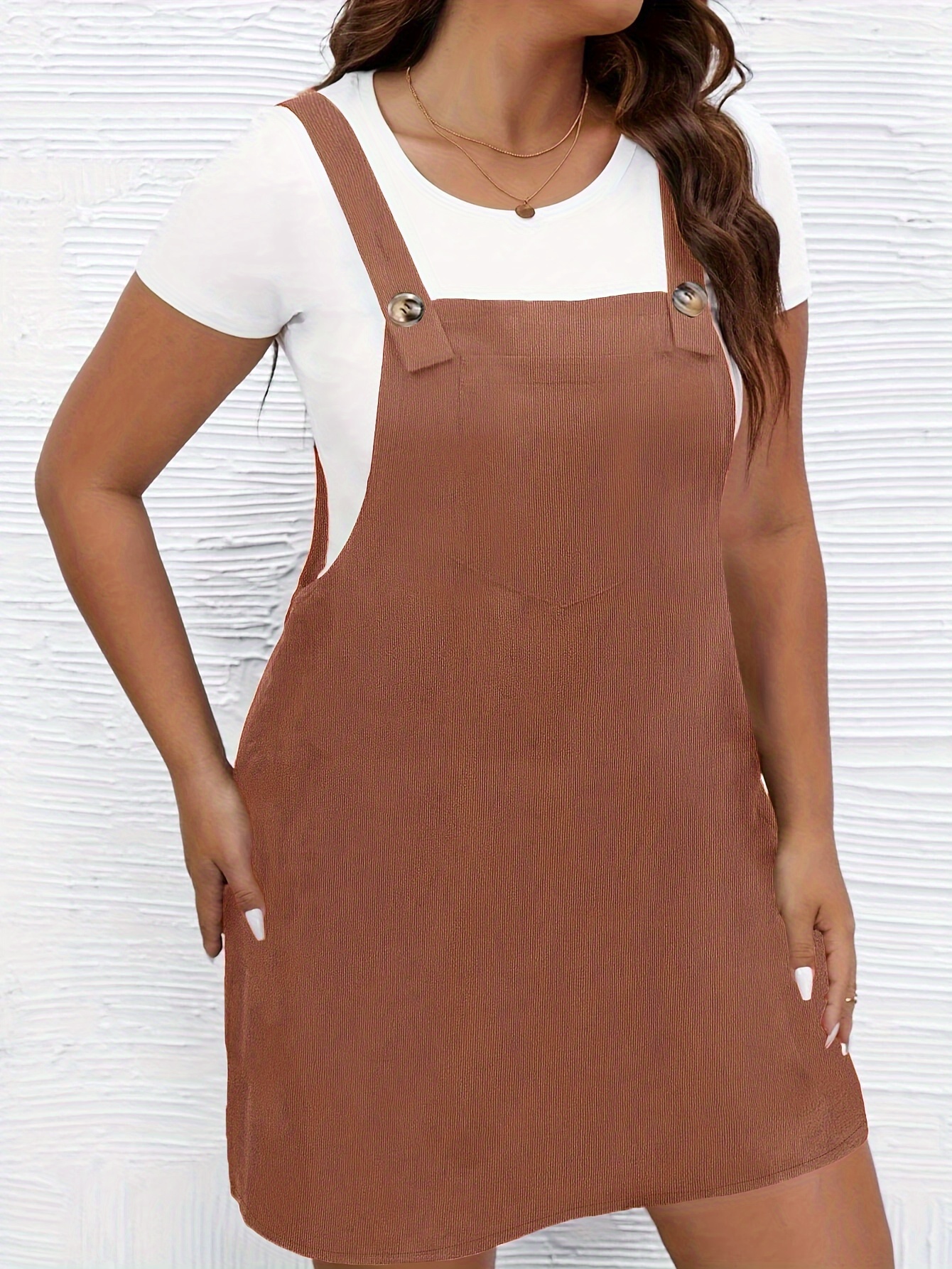 Vestido corto sin mangas con bolsillos para mujer, talla grande