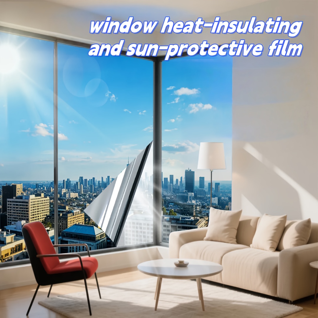 Зеркальная пленка для окна 60×200 см черно-серебристая, статическая, солнцезащитная