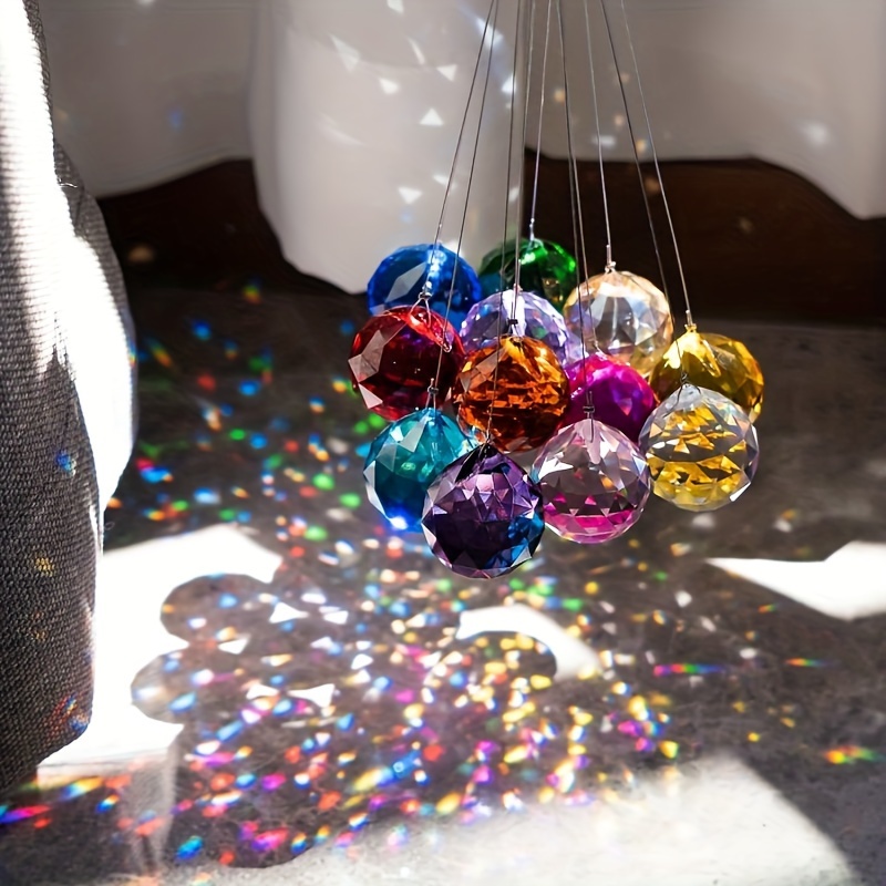 

Ensemble de 12 Suncatchers en Cristal Vintage - Boules Prismatiques Facettées de 20mm, Décoration Multicolore pour & Noël, Accent Feng Shui pour