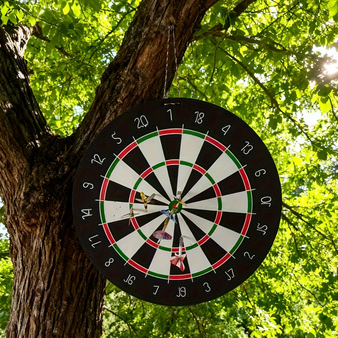 Large 18-Inch Oversize Hanging Dart Board with Thick 25mm Bladder - Heavy-Duty Dart Game Board Suitable for, Camping, Parties, Tournaments - / Color Options, Multi-Holiday Use with 2 Color-Coded Hanging Ropes (No Electronics)