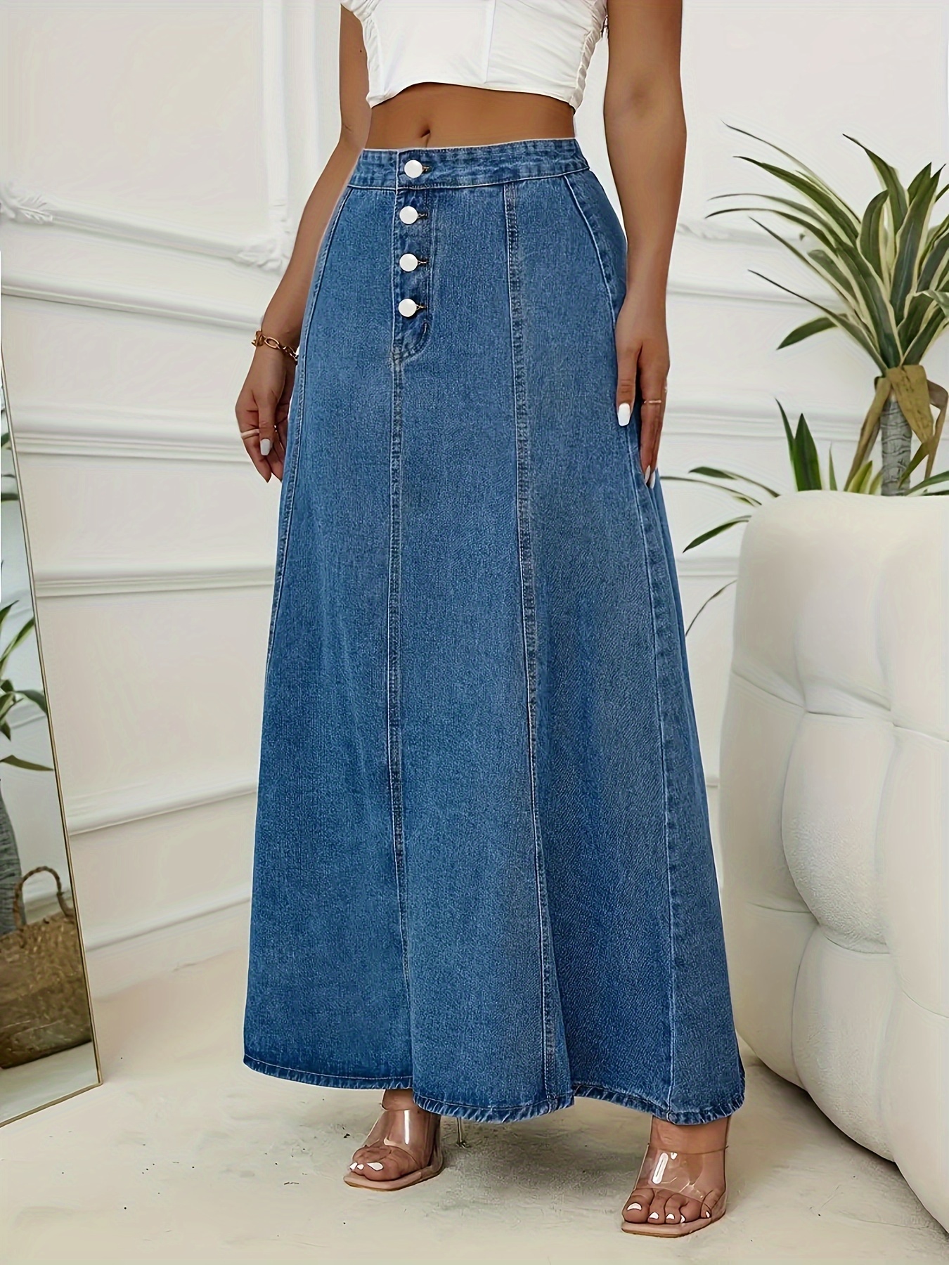 Denim Skirt Plus sold on Temu United States