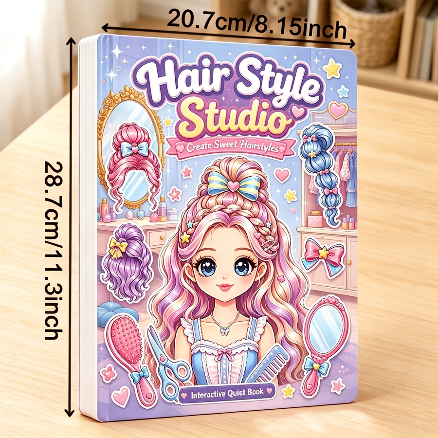 TEMU Libro silenzioso da travestimento da , libro riutilizzabile con adesivi, libro di attivit� con vestiti , acconciature, salone di per un gioco di