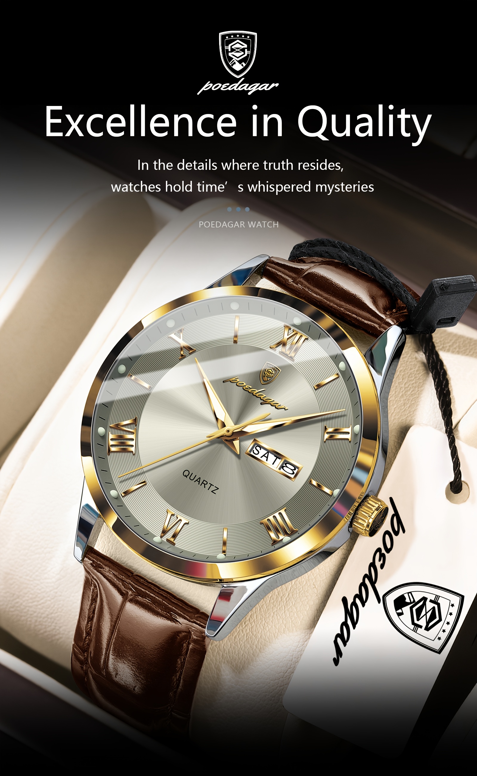 Luxe Zakelijk Herenhorloge met Lichtgevende Waterdichte Kalender, Casual Quartz Herenpolshorloge