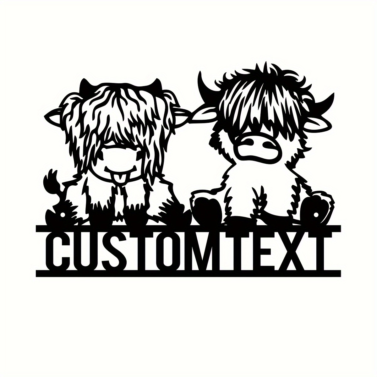 TEMU Personalized Scottish Highland Cow Metal Wall Art - Custom Name/number/date - Rustic Farmhouse Decor With Scottish Cow - Heavy-duty Iron Hanging