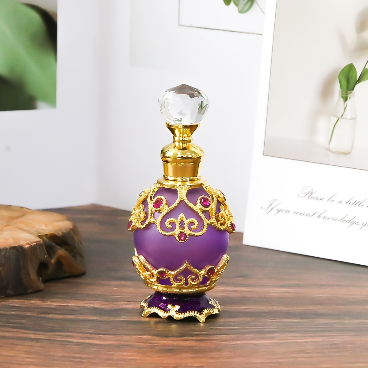 TEMU 15ml Colored Glass Round Bottle With Diamond-lined For Storing And Organizing Perfume Essential Oil, Decorative Tabletop Item, Gift For Girls On