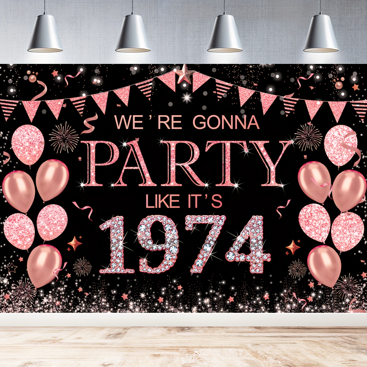 Decoraciones de cumpleaños número 50, espirales colgantes para mujer, color  oro rosa, vintage, 1974, 50 cumpleaños, suministros de fiesta