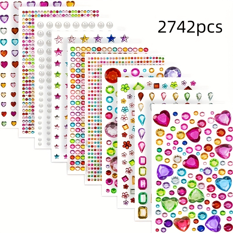 2742pcs Acrylic Gem Stickers | Self-adhesive, , Irregular Shapes For Metal, Ceramic, Single Use