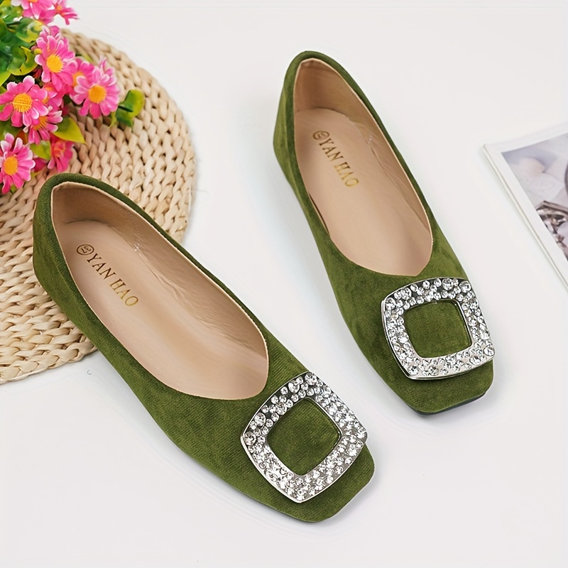 Women's Luxury Gold Lock Stitching Detail Square Toe Flat