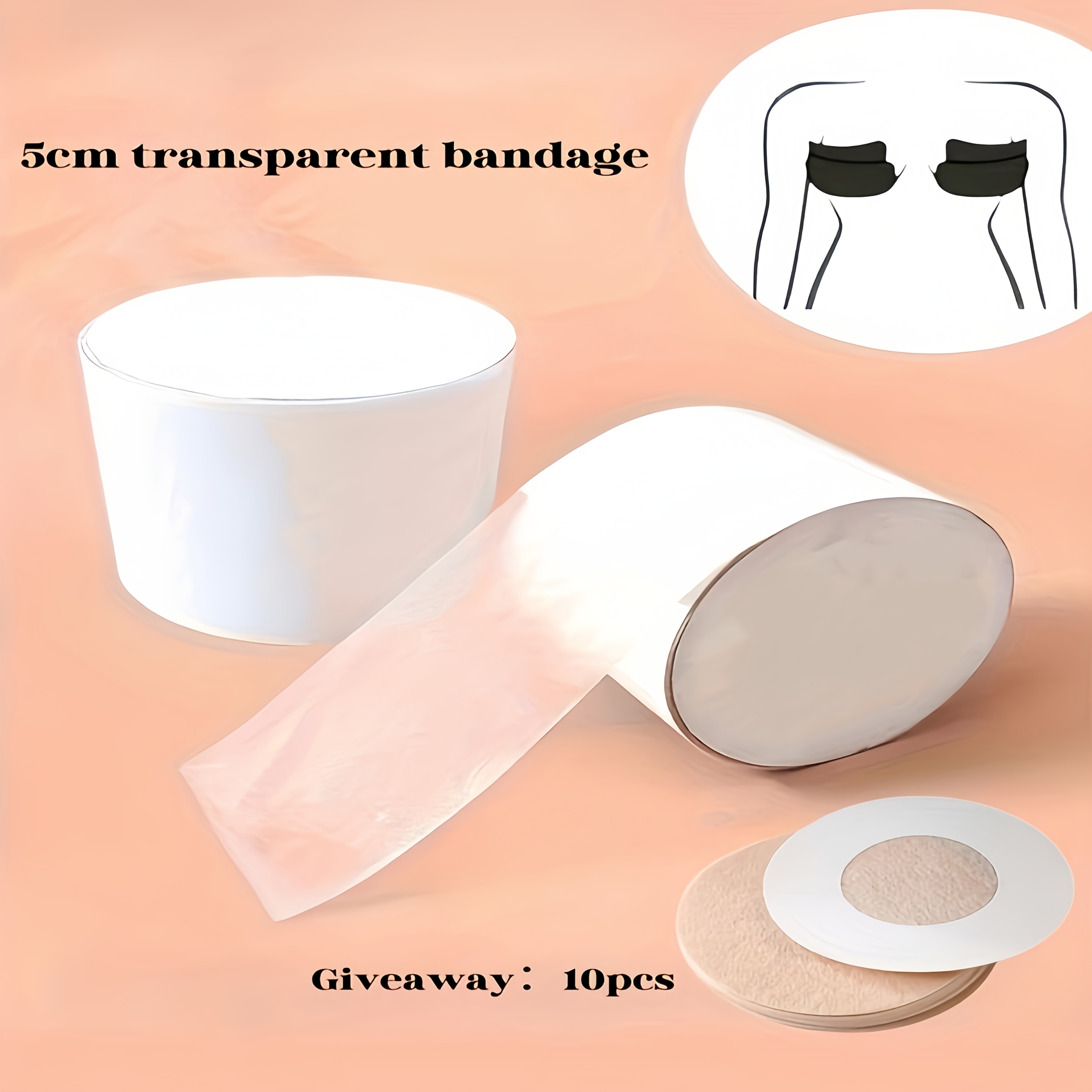 5cm/1.96 Inch Transparent Elastic , Breathable And Trimmable, Includes 10 Covers, Seamless Tape For Wedding Dresses And Formal Attire