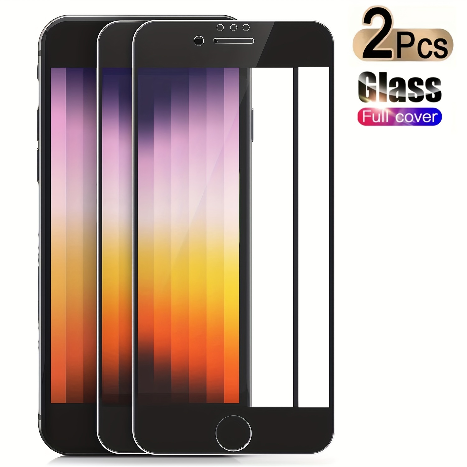 Image of Set Of 2 Complete Tempered Glass Protectors For Iphone 7, 8, 6, 6s Plus, As Well As For Iphone Se From 2020 To 2023, Including Se2 And Se3, Designed For Screen Protection