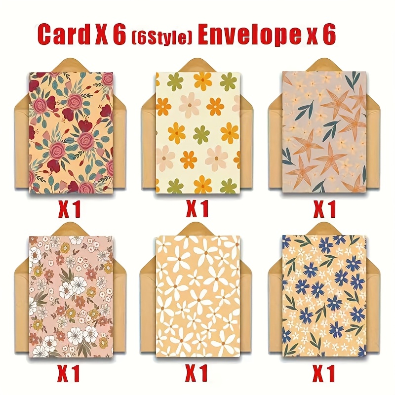 Image of 12pcs Vintage Floral Blank Greeting Cards With Envelopes, Suitable For , Family, Thank You, Birthday, Condolences, Invitations And Seating Cards
