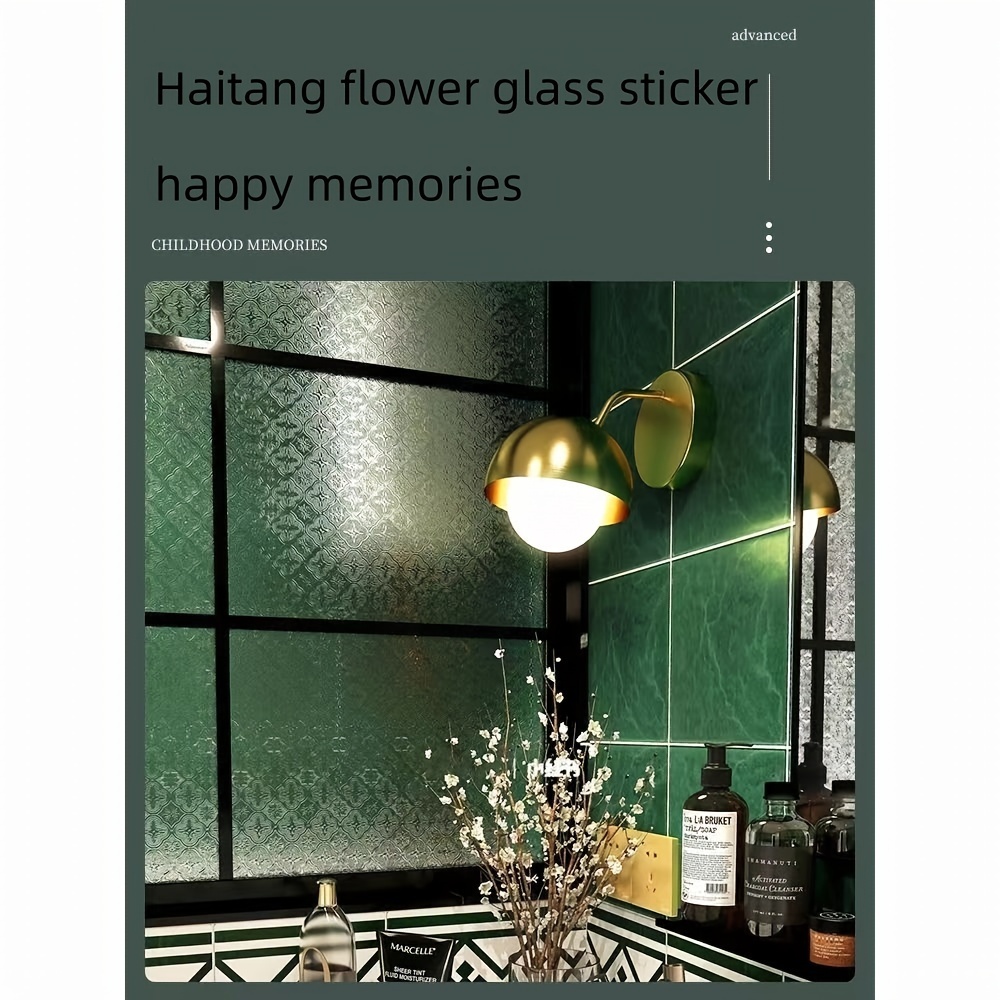 TEMU Classic Crabapple Flower Pattern Static Cling Window Film, 10mil Thick Plastic Decorative Privacy Film – Easy Application & Removable