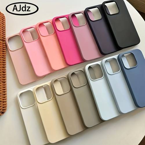 phone case luxury genuine solid color phone case suitable for iphone 17 16 15 11 13 12 14 pro max compatible with plus 17 17air 17 pro 17 proof phone accessory