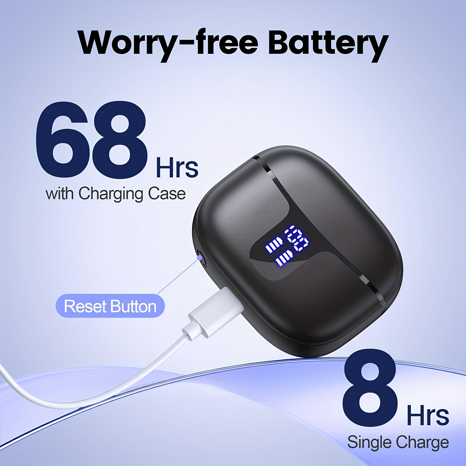 TEMU Wireless Earbuds, Wireless 5.4 Headphones Stereo, Earbuds With Noise Cancelling Mic, Led Display In-ear Earphones Clear Calls, For