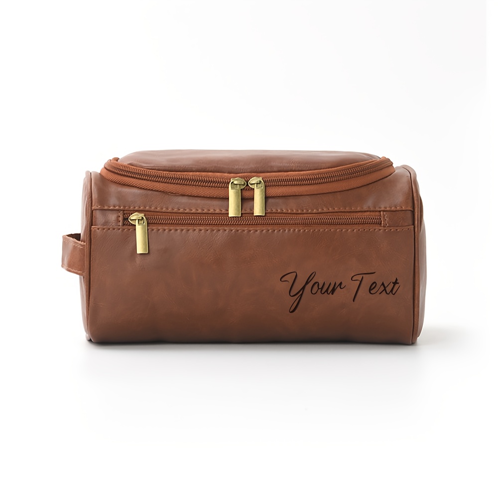 TEMU Personalized Men's Genuine Toiletry Bag, Gift, Men's Toiletry Bag, Men's Genuine Accessories, Anniversary Gift, Men's Christmas Gift