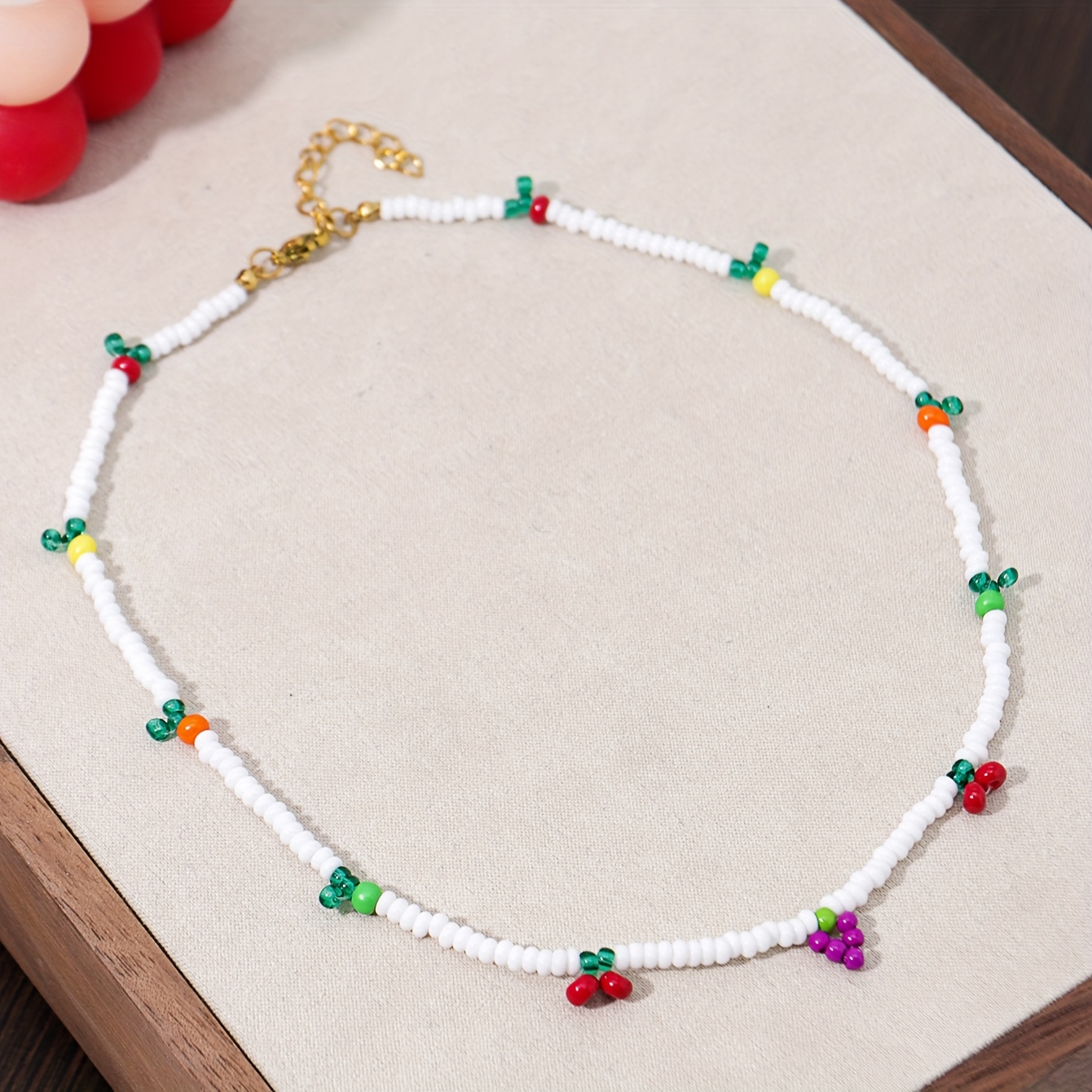 TEMU A Women's Choker Necklace, Handcrafted With Bohemian Cherry Beads, Parties, Vacations, And Everyday Jewelry Additions