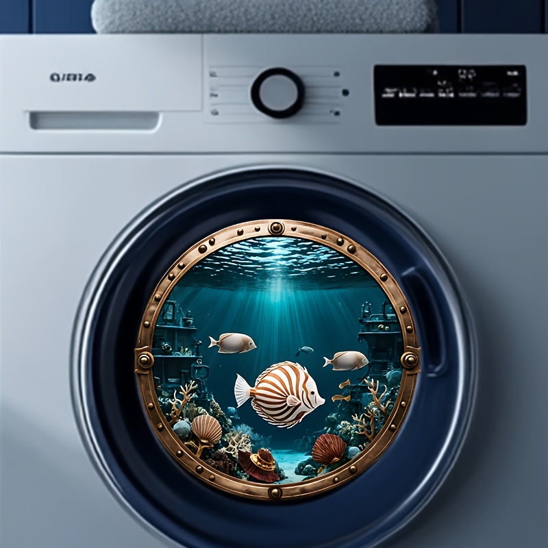 1pc 2d Flat Sticker, World Little Fish Foraging Decorative Sticker, Suitable For Laundry Room, Living Room, Bedroom, Study, Self-adhesive Decorative Sticker, 2d Flat