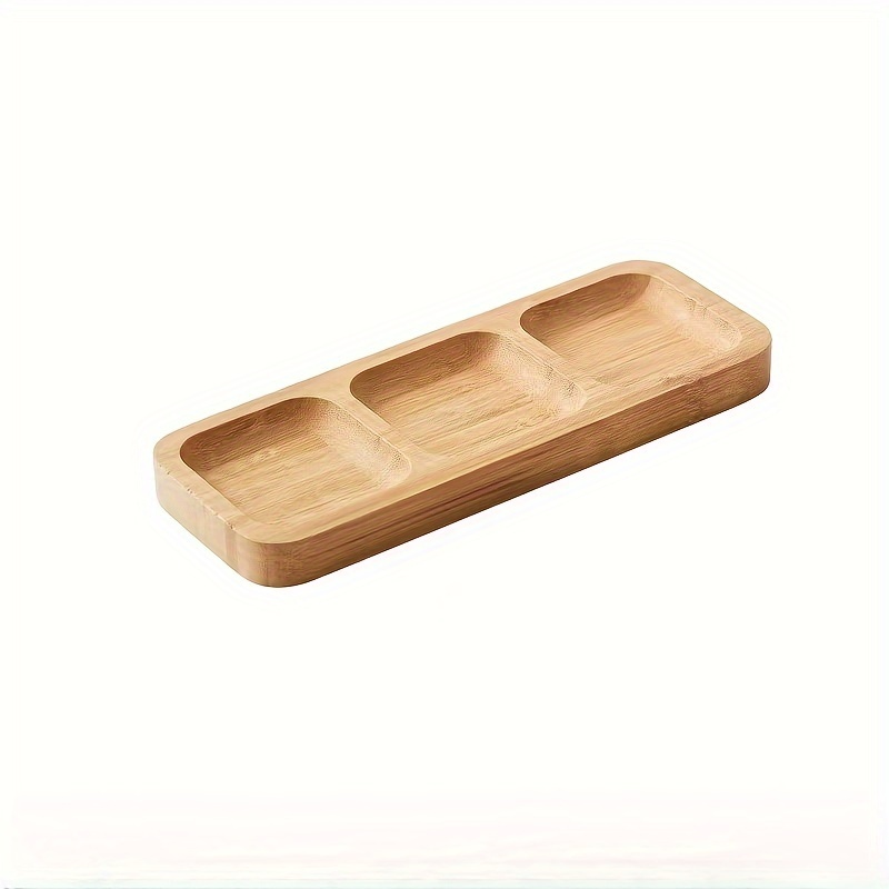 Image of Bamboo Household Compartment Dried Fruit Tray, Living Room Fruit Plate, Candy Dish, Dining Room Snack Tray, Tea Tray For Zen Tea Room