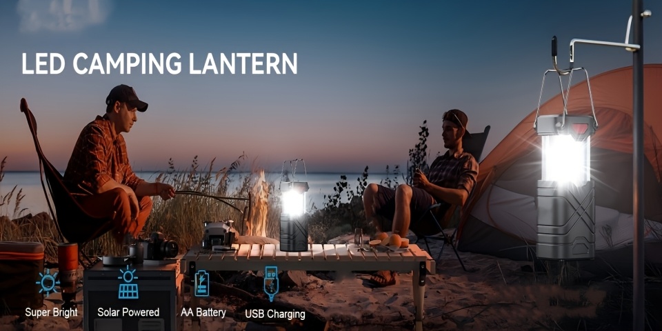 4/8 Pack Camping Lantern, Rechargeable LED Lanterns, Solar Lantern Battery Powered Hurricane Lantern Flashlights With 3 Powered Ways & USB Cable For Emergency, Power Outage, Hurricane Supplies