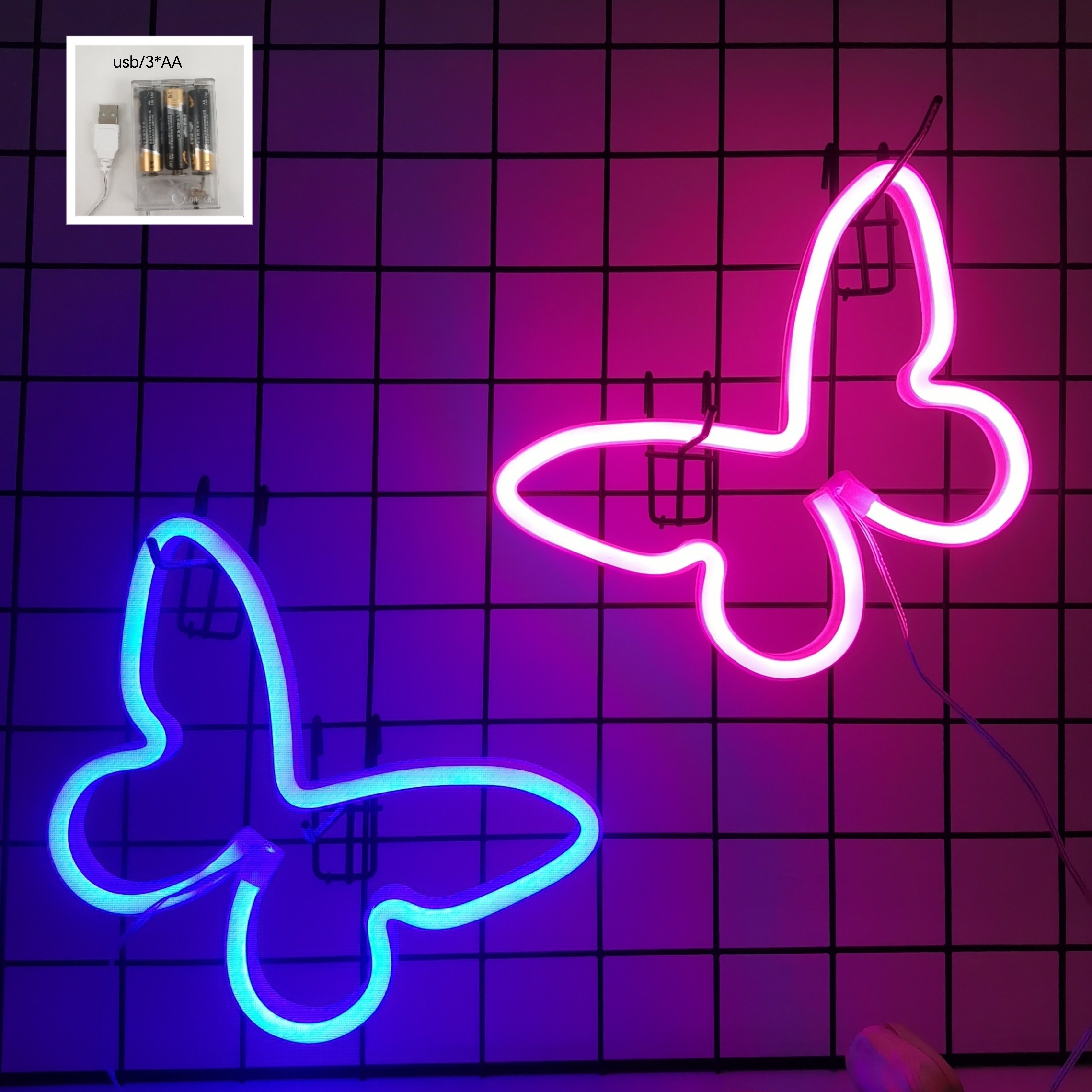 

2-pack Butterfly Neon Lights For Bedroom Decor - Usb & Battery Powered Led Wall Art, Perfect For Gifts, Birthdays, Weddings, Parties (batteries Not Included)