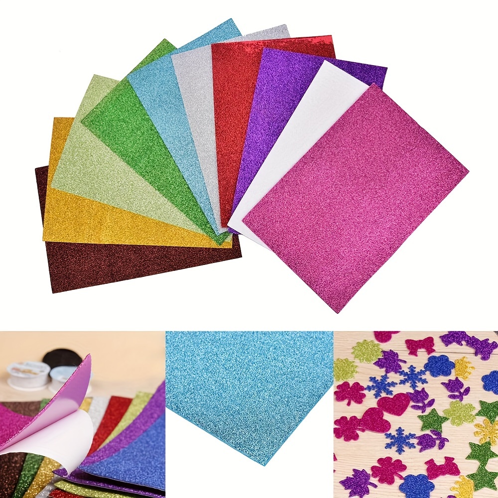 

10pcs Vibrant Eva Foam Paper With Rubber Powder - Sponge Craft Sheets For Diy, Scrapbooking & Origami Decorations