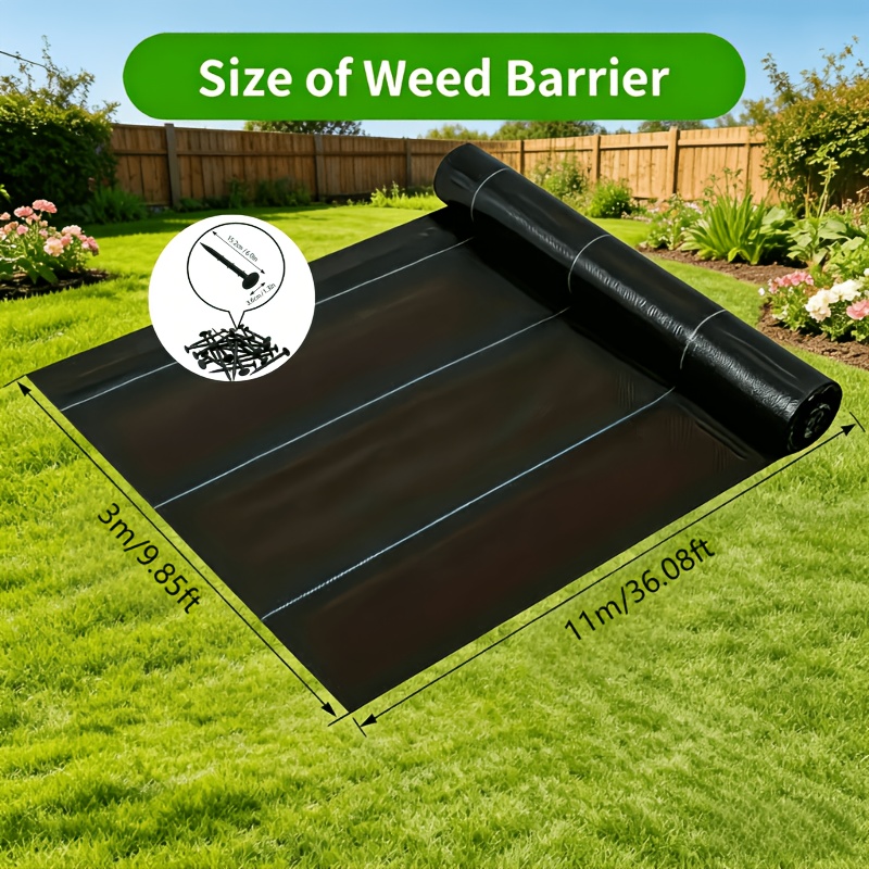 TEMU Black Weed Control Fabric, Sturdy And Durable, 100g/m², Heavy-duty Weed Control Fabric, Soil Sun Protection Mat, Heavy-duty Weed Control Film,